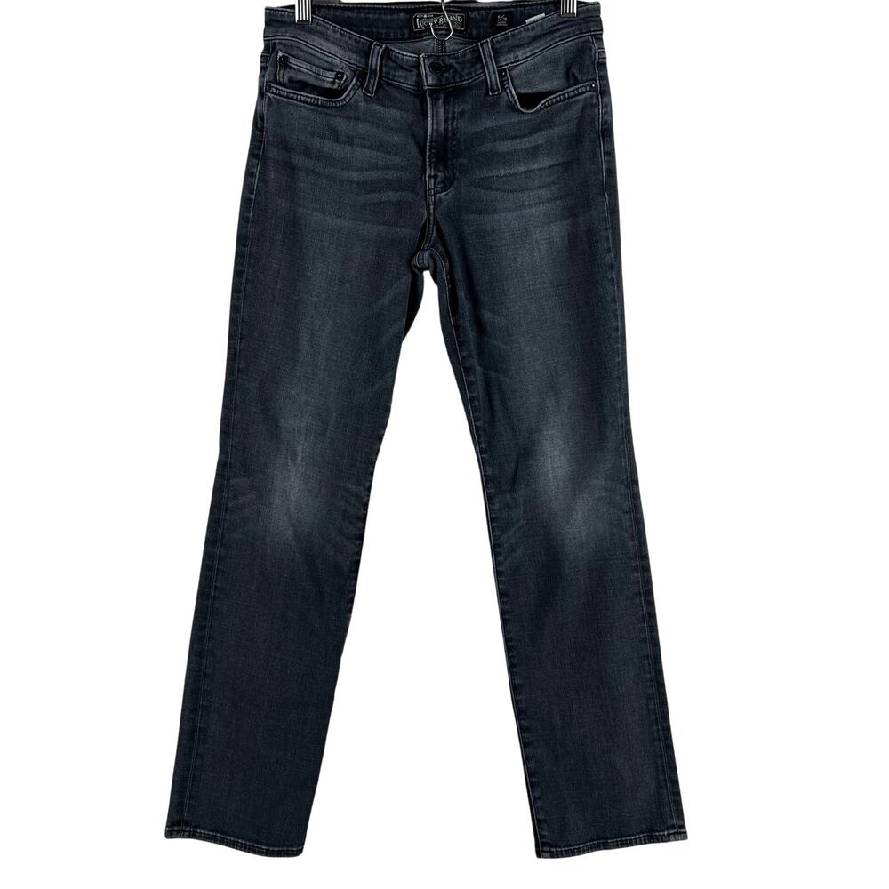 Lucky Brand Womens Sweet Straight Ankle Jeans 6 28 Questa Faded Black Stretch